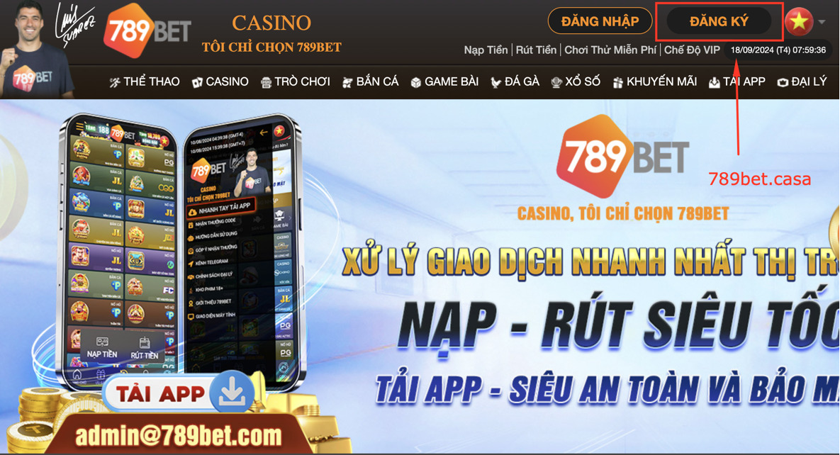 Màn hình trang chủ Đăng Ký Tài Khoản 789Bet